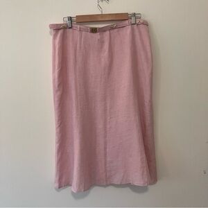 Gerry Weber Women’s Sz. 14 Pastel Pink Linen Midi Skirt Lined Preppy Balletcore